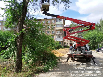 Опиловка сухих веток деревьев с вышки